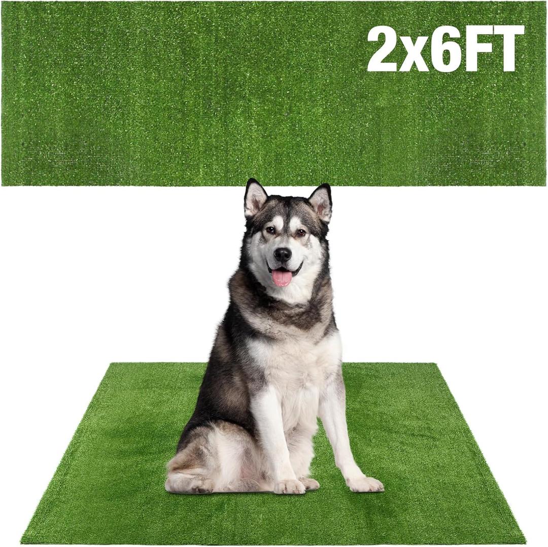 GLOBREEN Grass Pad for Dog Large Size - 2FTx6FT, Dog Potty Training Turf, Indoor Outdoor Pets Pee Fake Grass for Balcony Patio Yard