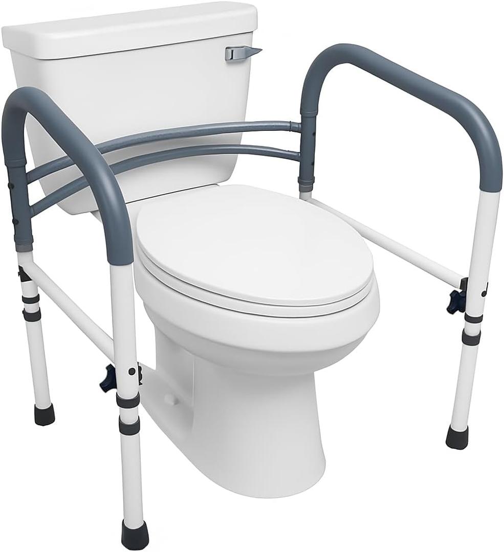 Carex Toilet Safety Rails and Toilet Handle, Toilet Handles for Elderly and Handicap Toilet Safety Rails, Toilet Safety Frame, Toilet Safety Rails for Seniors
