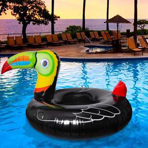 Geefuun Tropical Toucan Inflatable Pool Float Ride On Beach Swimming Rings - Hawaiian Luau Themed Water Toys Party Supplies for Kids Adults