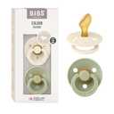 BIBS Pacifiers - Set of 2 | Colour Pacifier with Anatomical Nipple | BPA-Free Natural Rubber | Made in Denmark |Ivory/Sage/Petrol, 6-18 Months
