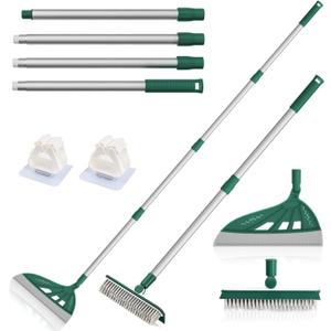 Air Broom Sweeper, Multifunction Silicone Broom, Household Floor Squeegee for Cleaning, Bathroom, Pet Hair, Dog Broom Brush Set Green