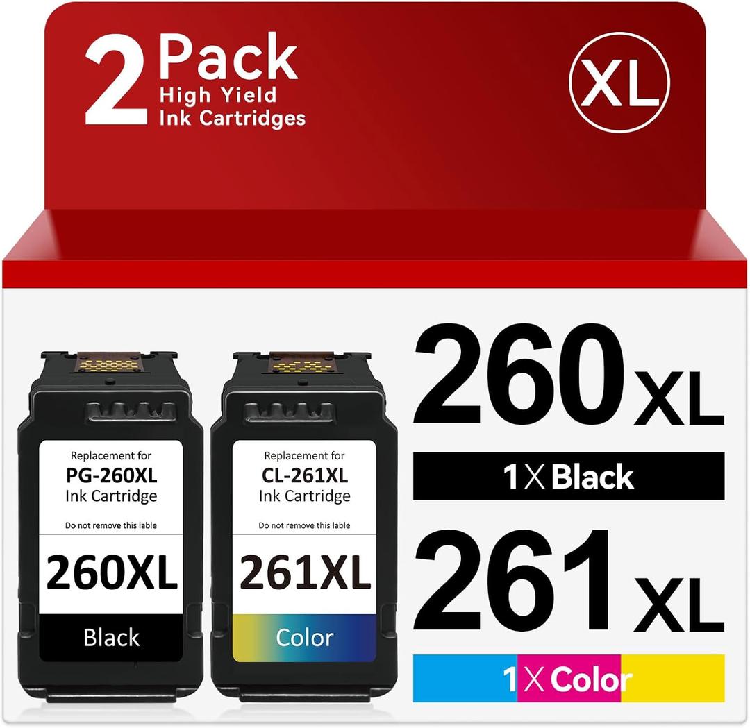 OEGGOINK PG-260XL CL-261XL Ink Cartridge for Canon 260 and 261 Ink Cartridges Compatible for Canon 260XL and 261XL Ink cartridges Compatible for Pixma TR7020 TS6420 TR7022 TS5300 Printer (2 Pack)