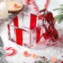 USmagically Valentines Glass Candy Jars, Bowknot Square Christmas Theme Glass Jar for Holiday Desserts, Cookies & Candy Display, Festive Party Bowl, Red Valentines Decorations Gifts