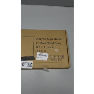 3 Pack Acrylic Sign Holder 8.5 x 11 Inch, Wood Base Signs Stand for Menu Flyer Display, Table Clear Plastic T Shape Holder for Stores, Restaurants, Hotels, Office, Farmers Market Show Fair Decor
