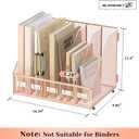 SUPEASY Desk Organizers Metal Desk Magazine File Holder with 5 Vertical Compartments Rack File Organizer for Office Desktop, Home Workspace, Rose Gold