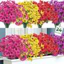 Ouddy Decor 24 Bundles Artificial Flowers for Outdoors Fake Silk Flowers UV Resistant Faux Plastic Plants for Indoor Outdoor Vase Box Garden Porch Window Box Home Spring Summer Decor, Multicolor