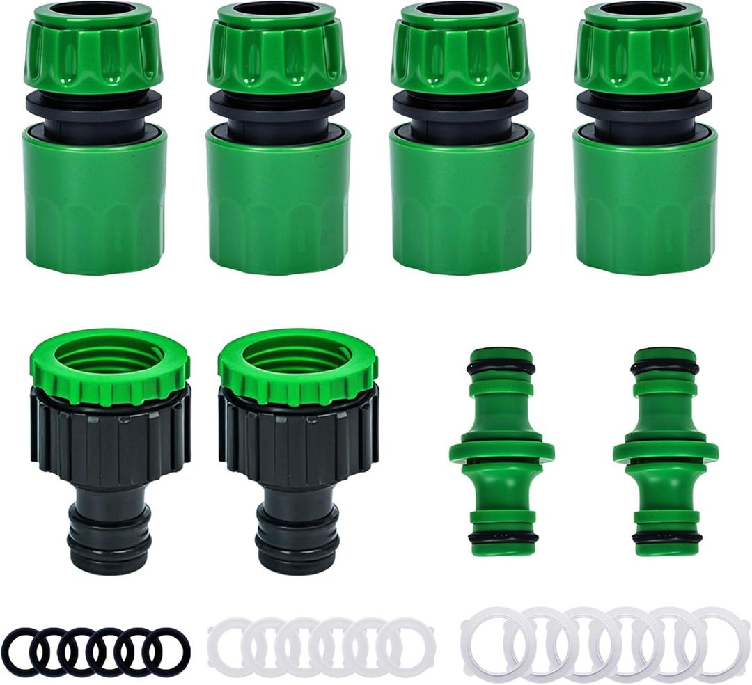 28P Garden Hose Connector Set,1/2 in Hose Quick Connectors, 1/2 in Double Male Snap Connector, and 2-in-1 3/4 in&1/2 in Faucet Hose Connector for Garden