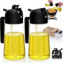 Kitchen Gadgets Oil Sprayer for Cooking 2pcs,Oil Dispenser for Kitchen,2 in 1 Oil Dispenser and Oil Sprayer,16oz Olive Oil Dispenser Bottle for Air Fryer,Salad, Grill (Black Kitchen Accessories)