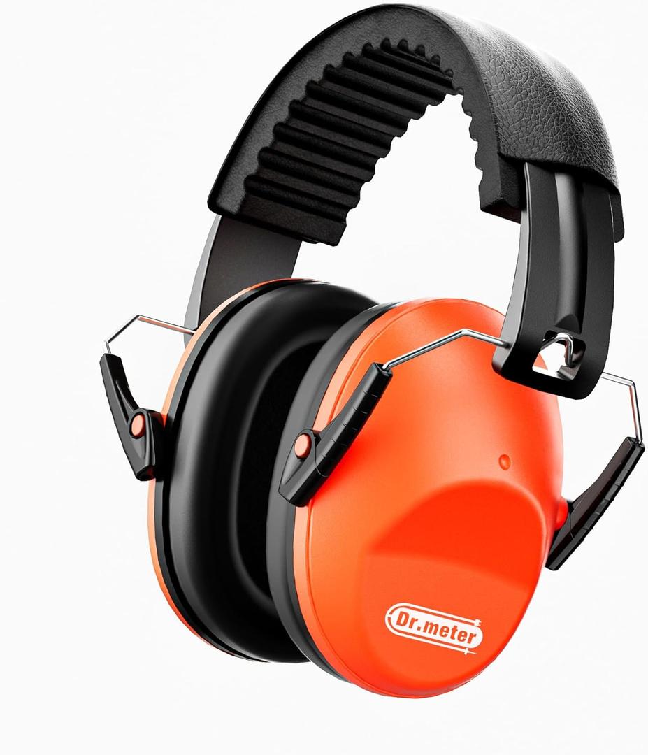 Ear Muffs for Noise Reduction: 27.4SNR Noise Cancelling Headphones for Kids Adults, EM100 Adjustable Hearing Protection Earmuffs for Monster Jam, Autism Sensory, Concerts, Fireworks Orange
