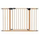 Babelio 29-48" Metal Baby Gate with Brown Wood Pattern, Auto Close Dog Gate PressGuard P7 for The House, Stairs and Doorways, Pressure Mounted Pet Gate with Door, Safety Gate for Child and Pets