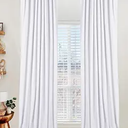 100% Blackout Shield Linen Blackout Curtains for Bedroom 96 Inches Long, Back Tab/Rod Pocket Living Room Drapes, Thermal Insulated Blackout Curtains 1 Panel 50" W x 96" L, Bright White