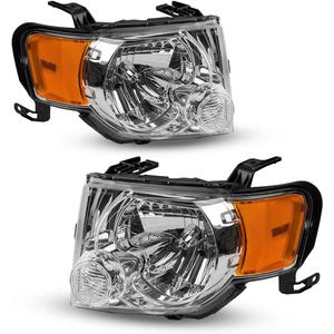 Torchbeam Headlight Assembly Compatible with 2008 2009 2010 2011 2012 Ford Escape OE Headlamp Replacement for Chrome Housing Amber Reflector Driver and Passenger Side