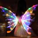 DIY Electric Sparkling Butterfly Fairy Wings with Lights Music, LED Moving Fairy Wing for Kids Pets Cosplay costume