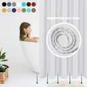 Biscaynebay Fabric Shower Curtain Short Stall Liners 72" W X 65" L, White Water Resistant Bathroom Curtains, Rust Resistant Grommets Top Weighted Bottom Machine Washable