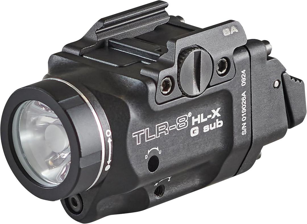 Streamlight 69479 TLR-8 HL-X G sub USB 1000-Lumen Weapon Rail-Mounted Rechargeable Tactical Flashlight with Integrated Green Aiming Laser for Springfield Armory Hellcat Only, Black