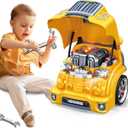 MUGEYMYD Large Truck Engine Toy for Kids 3-5, Take Apart Motor Vehicle Pretend Play Car with Light and Sound, Kids Mechanic Workshop Set, Toy Engine Building Kit for Toddlers.