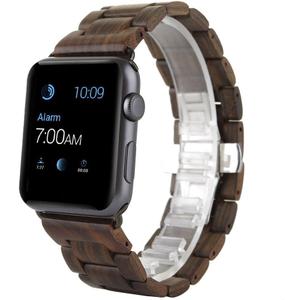 Nature Wood Replacement Loop Bracelet Watch Band Strap Compatible with Apple iWatch (42MM Brown)