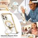Magnetic for iPhone 16 Pro Case Compatible with Magsafe Stand Camera Protector Plating Clear Soft Rubber Protective Phone Case (Desert Gold)