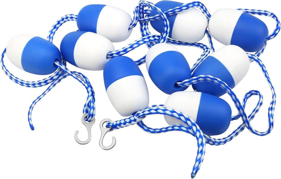 20Ft Adjustable Pool Safety Rope by puxyblue with Floats for Indoor and Outdoor Swimming Pools Separating Depth-Floating Buoy Line with 9 Floats and 2 Hooks