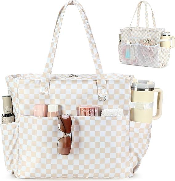 Waterproof Beach Tote Pool Bags for Women Ladies Extra Large Carry On Bag With Wet Compartment for Weekender Travel