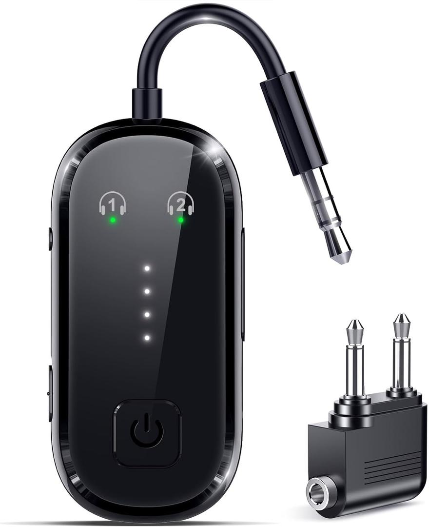 2026 Upgraded Pro Bluetooth 6.0 Transmitter Receiver|Bluetooth Adapter for TV/Airplane/Gym to Wireless Headphones/All Airpods,Dual Link & Low Latency,Wireless Adapter for Car/Home Stereo