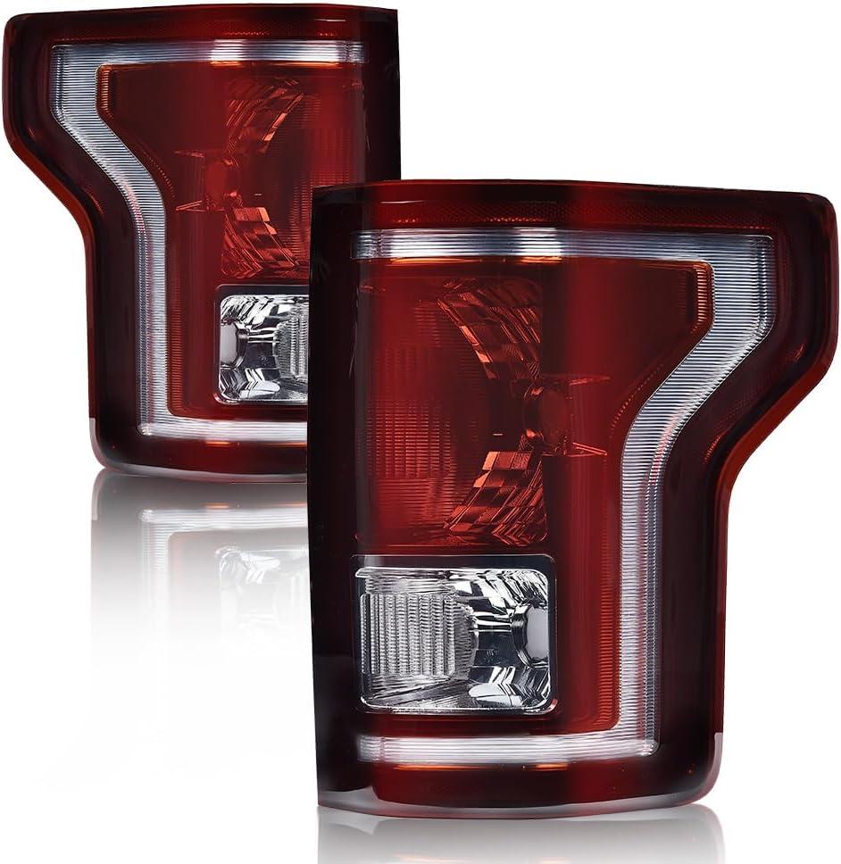 G-PLUS Tail Lights Set Compatible with Ford F150 2015 2016 2017,Left & Right Rear Lamps Brakelights w/bulb Smoke lens Luces Traseras, Faros Traseros Rear Brake Lamps Assembly