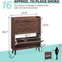 Barnyatoh Shoe Storage Cabinet,Farmhouse Shoe Organizer with 2 Flip Drawers & Barn Door Design,Freestanding Hidden Slim Narrow Shoe Rack Cabinet for Entryway,Foyer,Hallway,Walnut