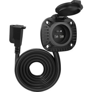 MICTUNING 15Amp 125V AC Port Plug with Heavy Duty Integrated 72" Extension Cord and Water-Resistant Spring-loaded Cover - Black