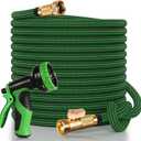 150 ft Flexible Garden Hose, Ultra Lightweight Kink Free Water Hose 150ft with 10 Pattern Spray Nozzle, Leak-Proof Solid Brass Fittings, High-Density Outer Fabric & Enhanced Durable Inner Core (Black Green)