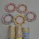 Tioncy 100 Pcs Tea Party Decorations Include 50 Pieces 9 oz Paper Tea Cups with Handle and 50 Plates Disposable Teacups and Saucers Sets for Birthday Baby Shower(5 Colors) (Floral, Multicolor)