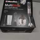 Mueller Multistick 5-in-1 Immersion Blender Handheld, 12 Speed Hand Mixer - Turbo Boost, Heaviest Duty Copper Motor, Titanium Blades Hand Blender, Milk Frother Wand, Whisk, Beaker, Chopper, Grey (Gray)