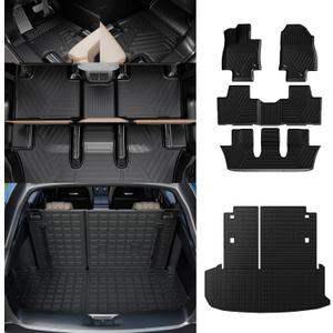 Floor Mats Compatible with 2024 2025 Toyota Grand Highlander Trunk Mat Cargo Liner TPE Back Seat Cover Protector 2024 Grand Highlander Accessories