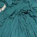 firfig Women Mesh Deep V Neck Open Back Sheer Long Sleeve Slit Leg Bridesmaid Maxi Dress Cocktail Party Wedding Guest Dresses (Large, Dark Green)