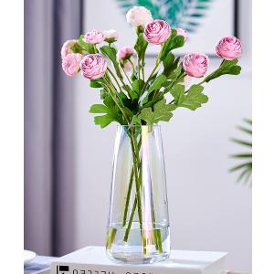 Aoderun Flower Vase Modern Home Decor Glass Vase for Bouquet 8.7" Centerpiece Decor Room Living Room Library Office Table Entryway Modern Farmhouse(Iridescent Clear)
