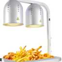 Heat Lamp for Food, with Two 250W Bulbs for Fast and Even Heating, Food Heat Lamp with Adjustable Height Stand, Commercial Food Warmer Lamp for Home, Fast Food Restaurant, Buffet, Bakery Silver