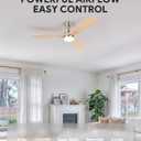 VONLUCE Ceiling Fans with Lights, 52 Inch Ceiling Fan and Remote, 6 Speed Reversible Noiseless DC Motor, 3CCT, Wood Ceiling Fan for Outdoor Indoor Farmhouse Patios,Nickel