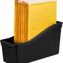Storex Large Book Bin - Interlocking Plastic Organizer for Home, Office, and Work Space - Black, 6-Pack (70109E06C)
