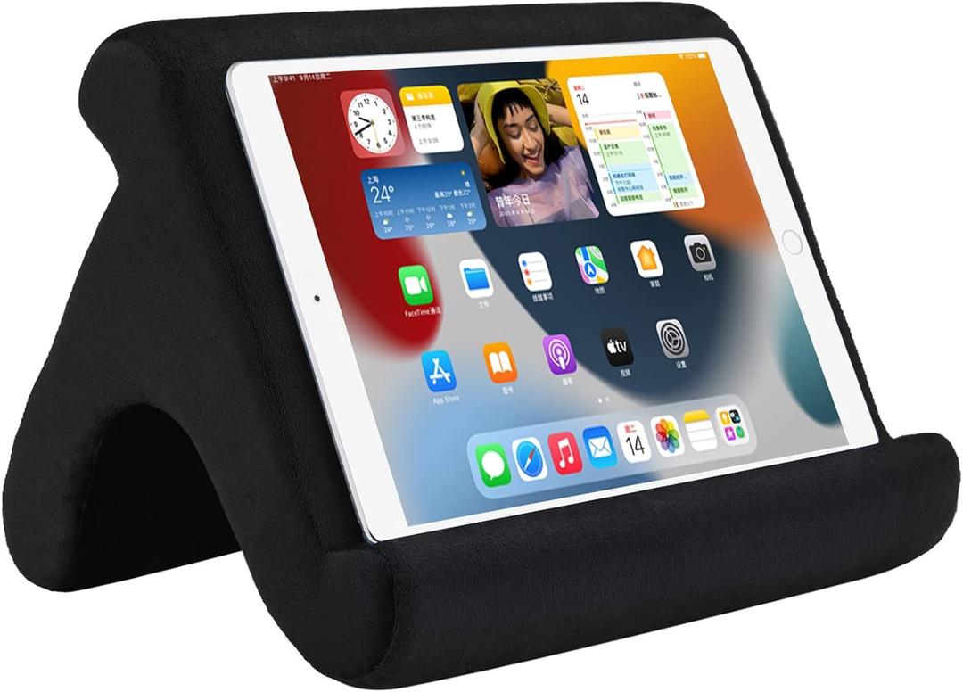 Tablet Pillow Stand - 3 Viewing Angles, Compatible with Tablets, Phones & iPad Pro 9.7, 10.5, 12.9 Air Mini 4, Kindle, E-Reader & Books (Black)