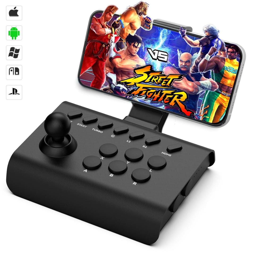 arVin Arcade Fight Stick Joystick Game Controller for iPhone iOS Android PC Fighting Stick for Nintendo Switch/PS3/PS4 Arcade Rocker Gamepad with Turbo & Marco for Emulators/Cloud/PS Remote Play/Steam (Black)