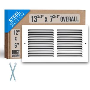 Fits 12x6 Duct Opening | Steel Return Air Grille by Handua | Vent Cover Grill for Sidewall and Ceiling | White | HVAC Cold Air Intake Grille | Outer Dimensions: 13.75"W X 7.75"
