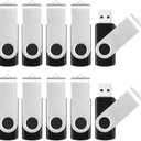 2GB USB Drive 10 Pack Thumb Drives, USB 2.0 Flash Drive Memory Stick Pendrive with Light, Bulk Flashdrive Photo Stick for Backup and Transfer, Swivel USB Storage Flash Drive Jump Drive Zip Drive