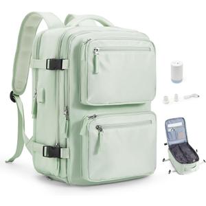 Travel Backpack with Vacuum System, Personal Item Carry On Flight Approved 18x14x8 inches, Air Compression Backpack with Pump Large Seal Backpacks for Women Men Mochila de Viaje (Mint Green)