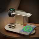 Aluminum 4-in-1 Charging Station for Samsung/Android with 3-Level Night Light, 18W Wireless Charger for Galaxy S25 Ultra/S24/S23/S22/Note 20,Galaxy Watch Ultra/8/7,Galaxy Buds 3 Pro(Starlight)