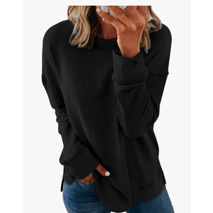 Dokotoo Women's Casual Crew Neck Sweatshirt Loose Soft Long Sleeve Pullover Tops, Size M
