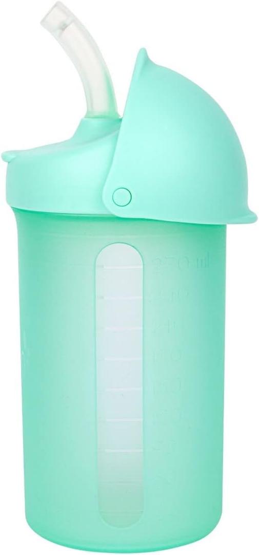 Boon Swig Insulated Silicone Straw Sippy Cup - Flip Top Spill Proof Toddler Straw Cups - Baby and Toddler Feeding Supplies - Baby Travel Essentials - 9 Oz - Mint
