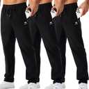 Minorlee Mens Joggers with Zipper Pockets Open Bottom Sweatpants for Men 3 Pack Lightweight Track Pants Men for Workout,Gym M 