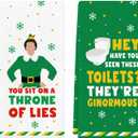 Funny Elf Christmas Towels, 2 Pack Holiday Bathroom Hand Towels, Buddy The Elf Merch Gifts Kitchen Dish Towels Set, Christmas Kitchen Bathroom Decorations, White Elephant Gifts Stocking Stuffers (Toilets)