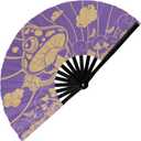 GloFX Rave Fan - Groovy Mushroom - Large Folding Fan - Music Festival Essential, EDM Rave Accessories, Folding Hand Fan, Clack Fan