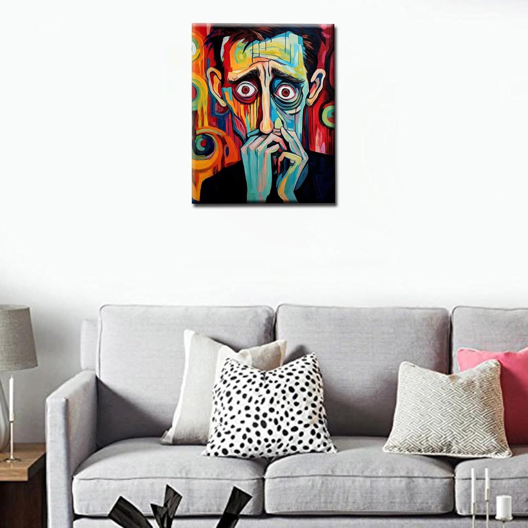 Tucocoo Graffitic Man DIY Paint by Numbers for Adults Colorful Man Art DIY Digital Oil Painting Acrylic Paint Cartoon Pop Art Painting Kits Canvas Bedroom Decor 16x20 Inch Nordics GiftDIY Frame