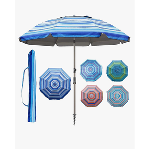 Blissun 7.2' Beach Umbrella with Sand Anchor, Outdoor Portable Beach Umbrella for Sand with Tilt Pole, Carry Bag, Air Vent